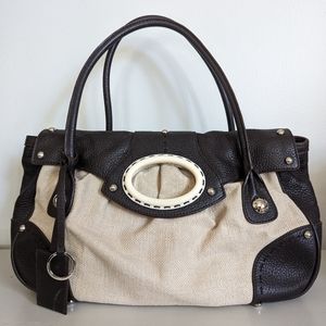 Dolce&Gabbana Beige Canvas Brown leather shoulder bag EUC Gorgeous!